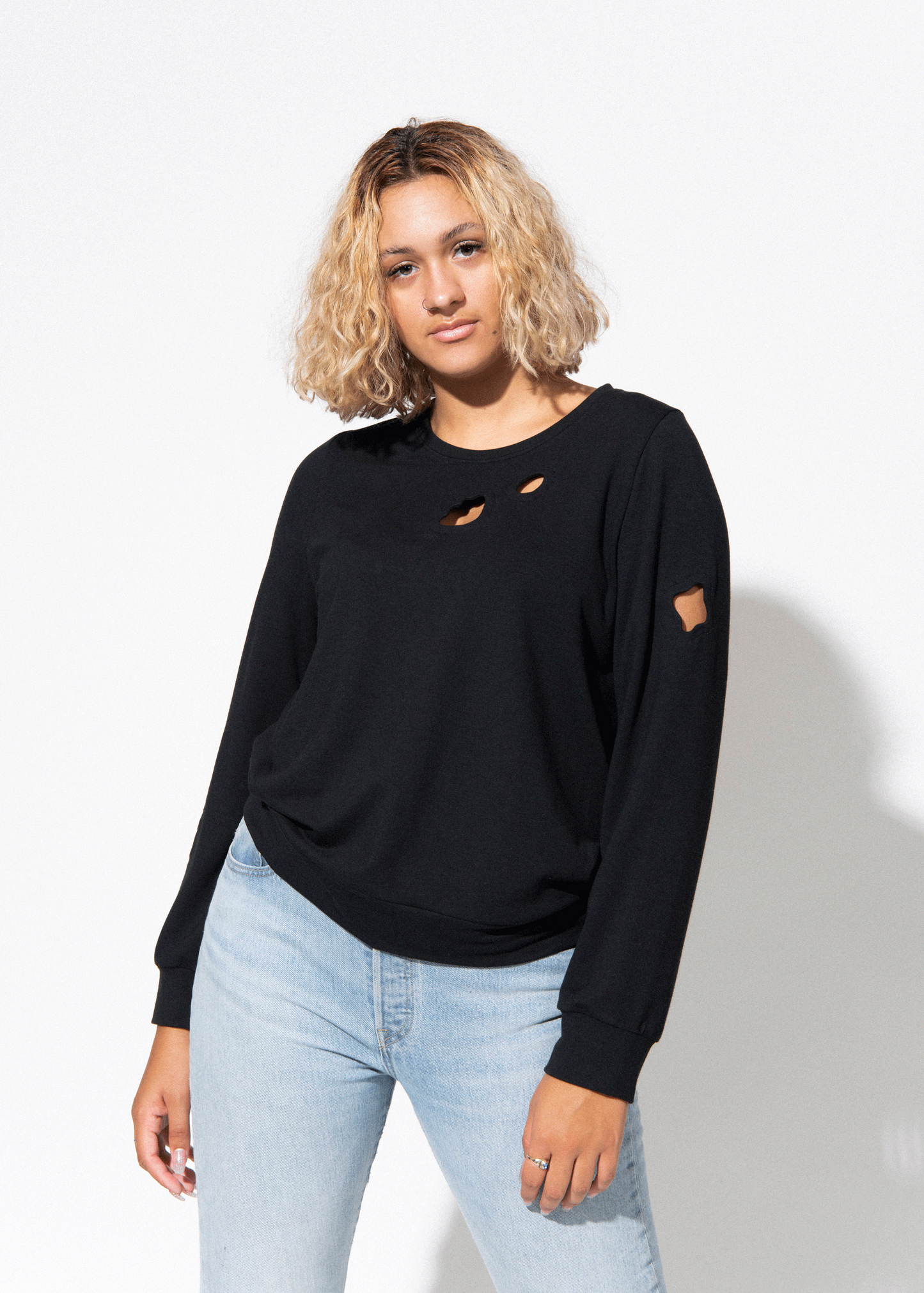 Botanic Cut Out Sweatshirt | Black Bamboo Terry