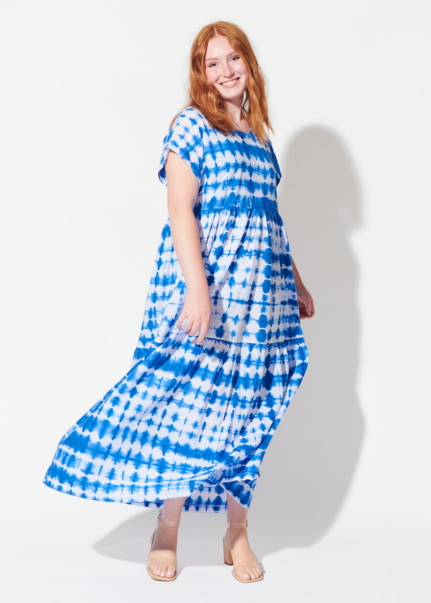 chinese dress ladies Blue Basin Tie Dyed Maxi Dress – Sara Bergman Apparel