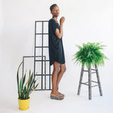 Windowpane Cowl Mini Dress