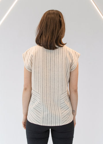 railroad circle blouse cream view 3