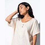 triangle cut out blouse cream view 5