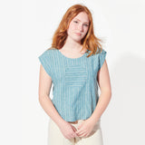 willow cropped circle blouse turquoise view 2