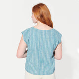 willow cropped circle blouse turquoise view 4