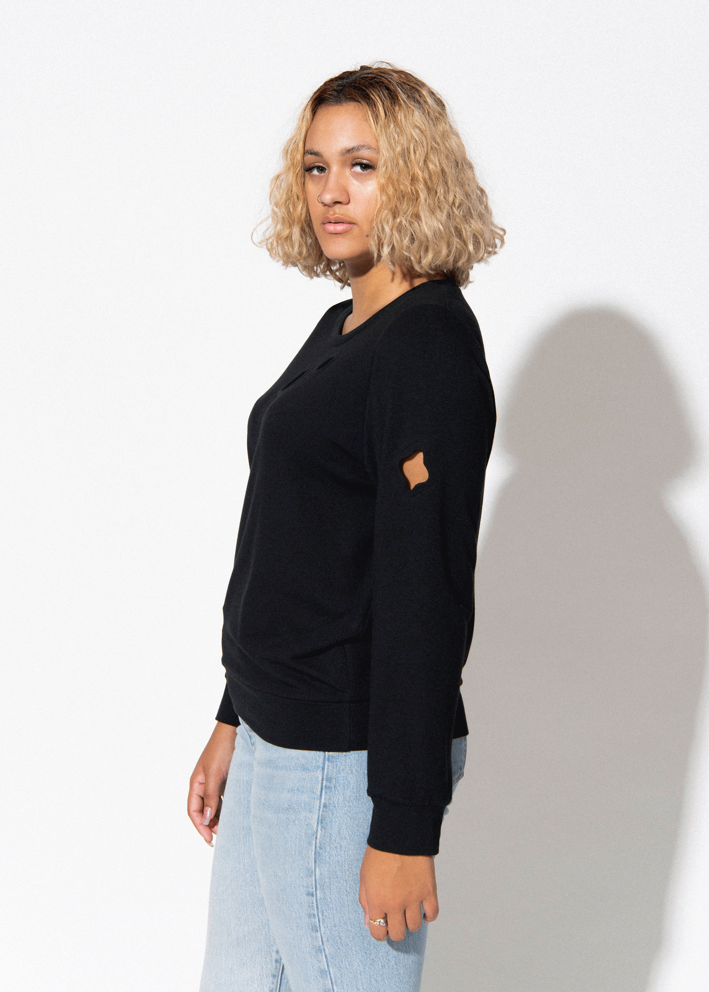 Botanic Cut Out Sweatshirt | Black Bamboo Terry