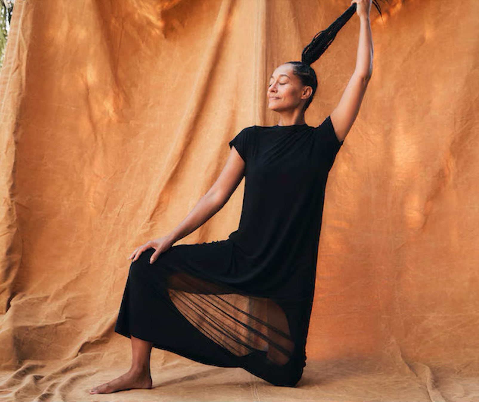 woman wearing black dress