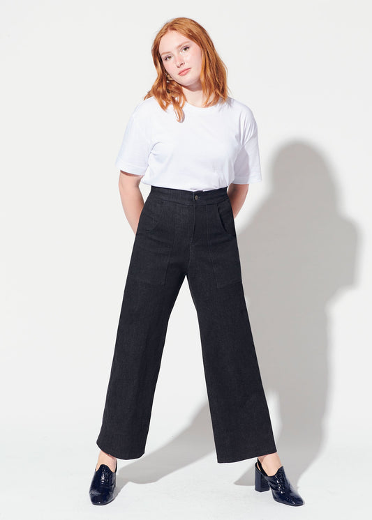 Bergie Jeans | High Waisted Black Denim Wide Leg Pants