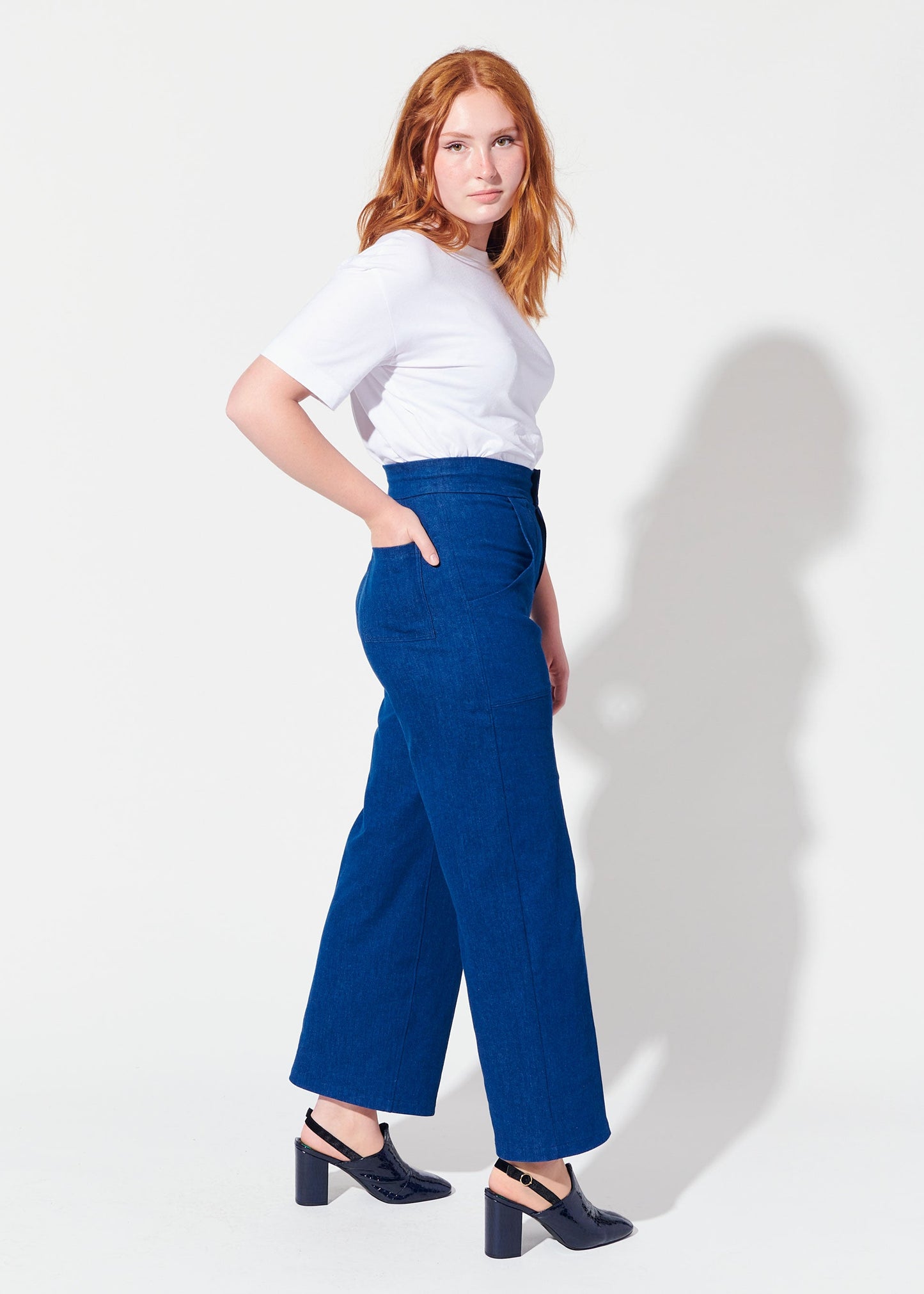 Bergie Jeans | High Waisted Cobalt Blue Denim Wide Leg Pants