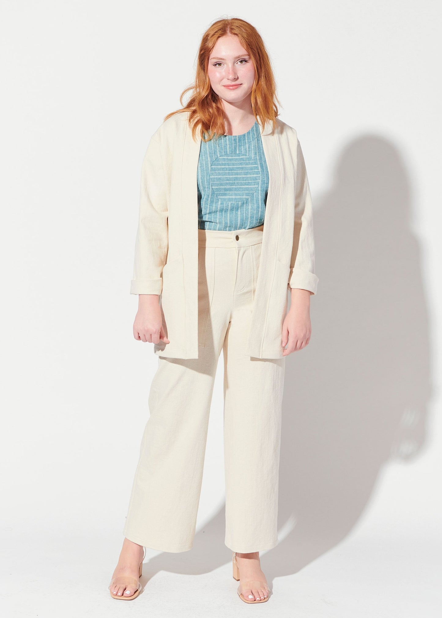 Bergie Jeans | High Waisted Cream Denim Wide Leg Pants