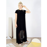 Porthole Maxi Dress | Black Dress with Mesh Circle