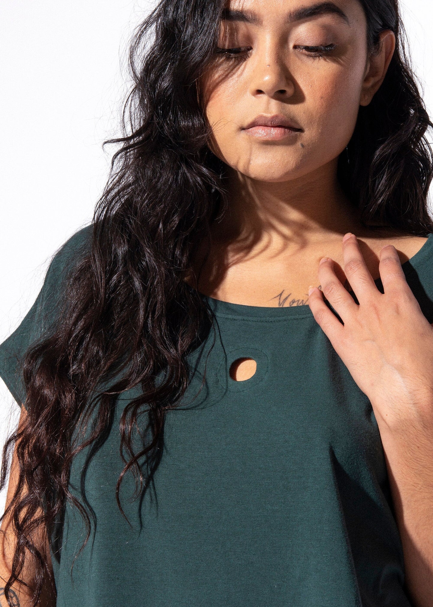 Hole Punch Tee | Bamboo + Cotton Forest Green Shirt