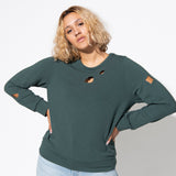 Botanic Cut Out Sweatshirt | Forest Green Bamboo Terry