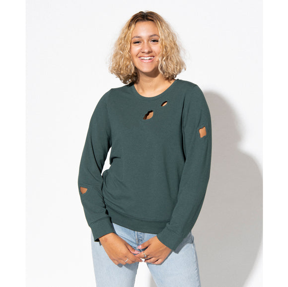 Botanic Cut Out Sweatshirt | Forest Green Bamboo Terry