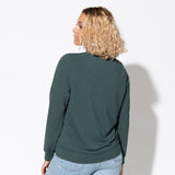 Botanic Cut Out Sweatshirt | Forest Green Bamboo Terry