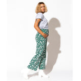 Daisy Wide Leg Jeans | Green Floral High Waisted Pants