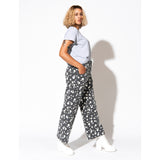 Daisy Wide Leg Jeans - Black Floral High Waisted Pants