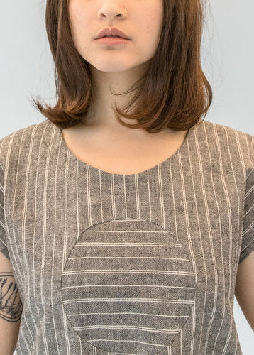 railroad circle blouse cream view 1