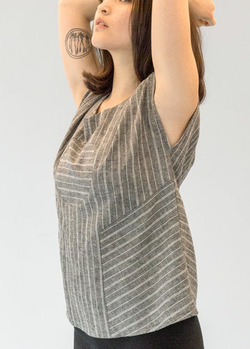 railroad circle blouse cream view 2