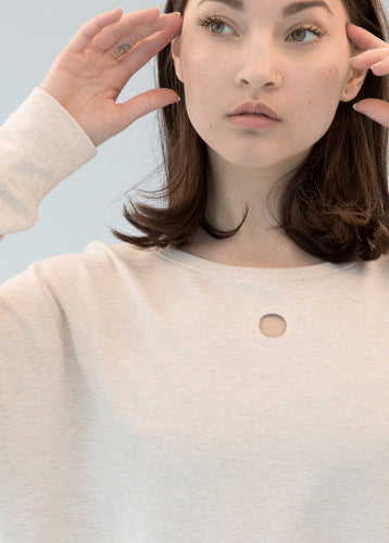 hole punch sweatshirt cream view 4