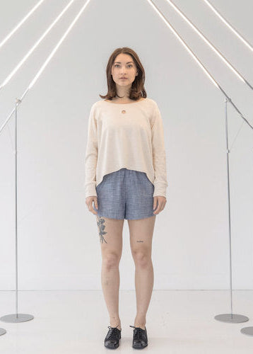 hole punch sweatshirt cream view 2