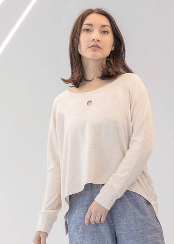 hole punch sweatshirt cream view 4