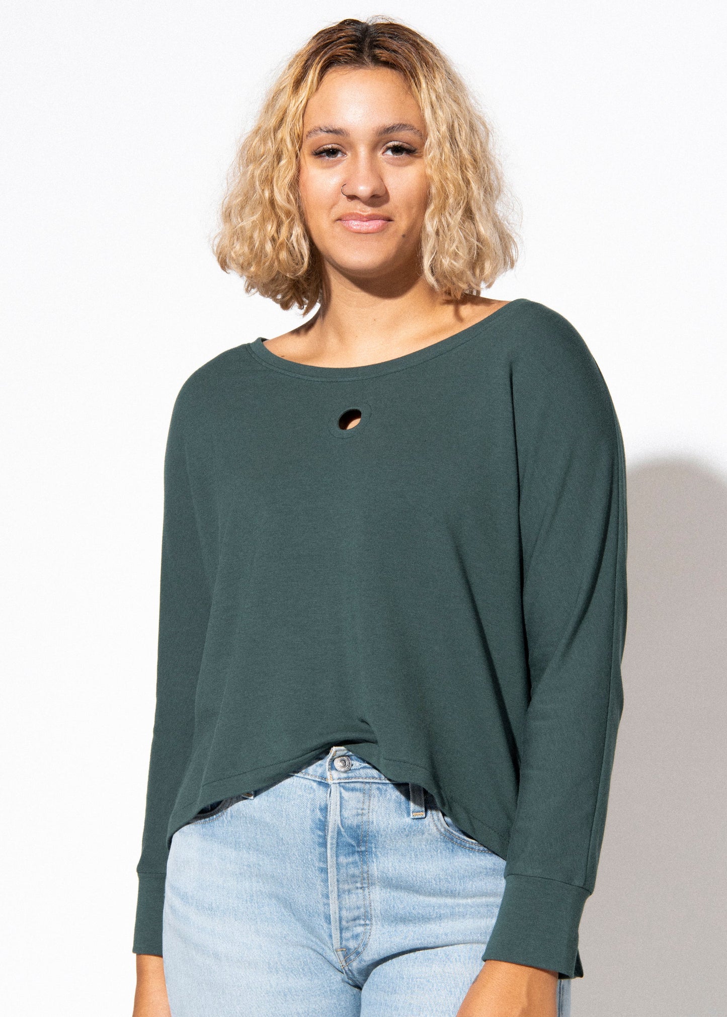 hole punch sweatshirt green view 1