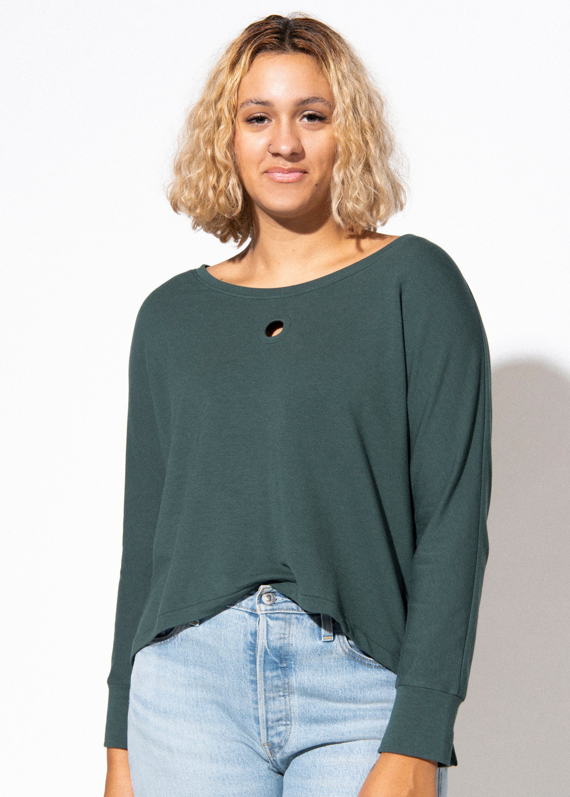 hole punch sweatshirt green view 1