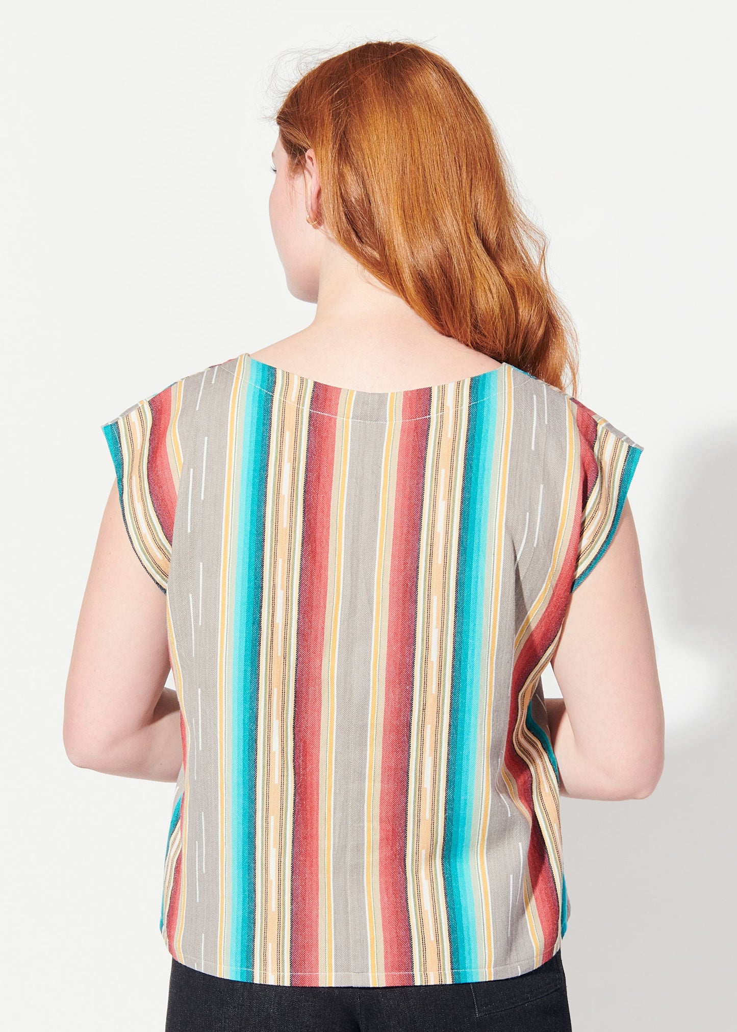 juniper cropped circle blouse sandy stripe view 3