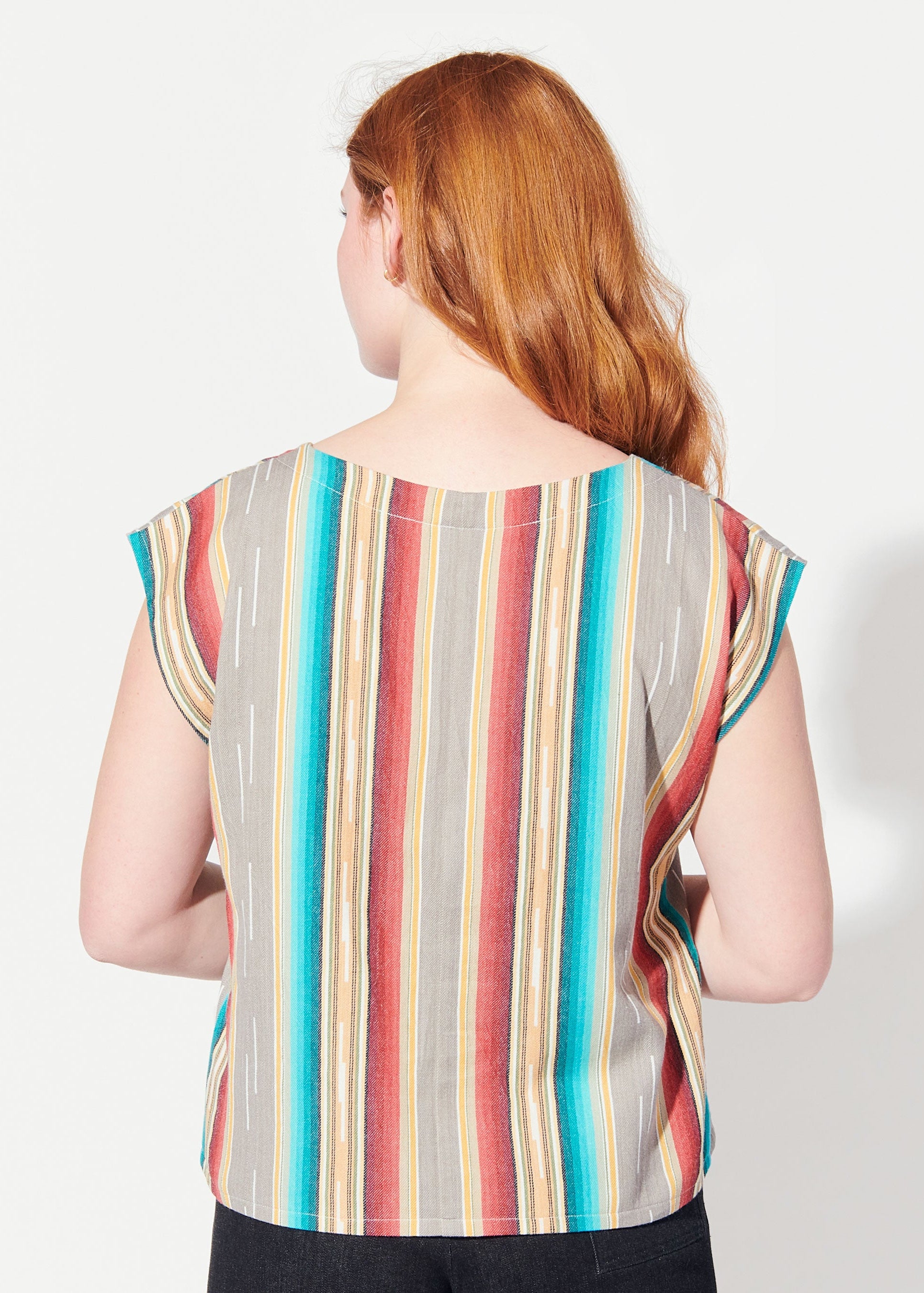 juniper cropped circle blouse sandy stripe view 3