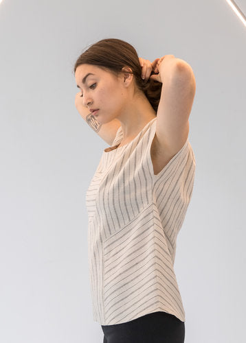 railroad circle blouse cream view 2