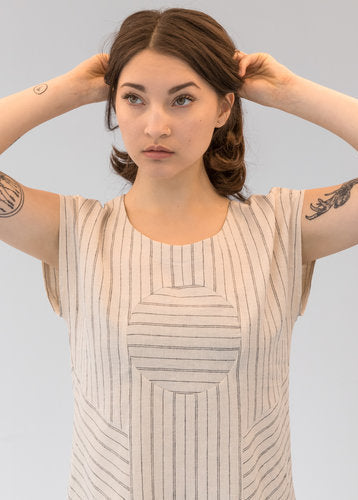 railroad circle blouse cream view 4