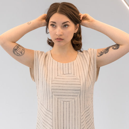 railroad circle blouse cream view 4