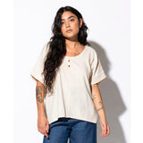 triangle cut out blouse cream view 1