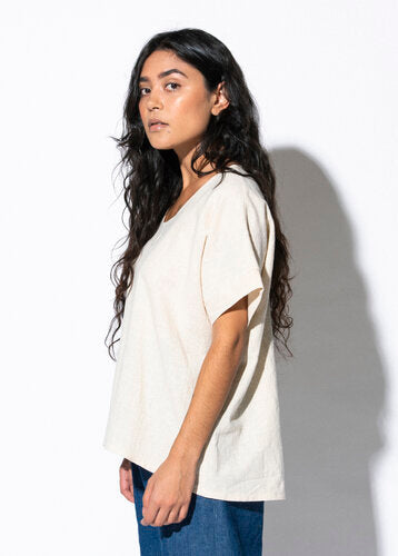 triangle cut out blouse cream view 3