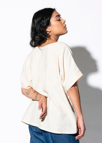 triangle cut out blouse cream view 4