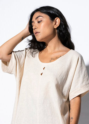 triangle cut out blouse cream view 5