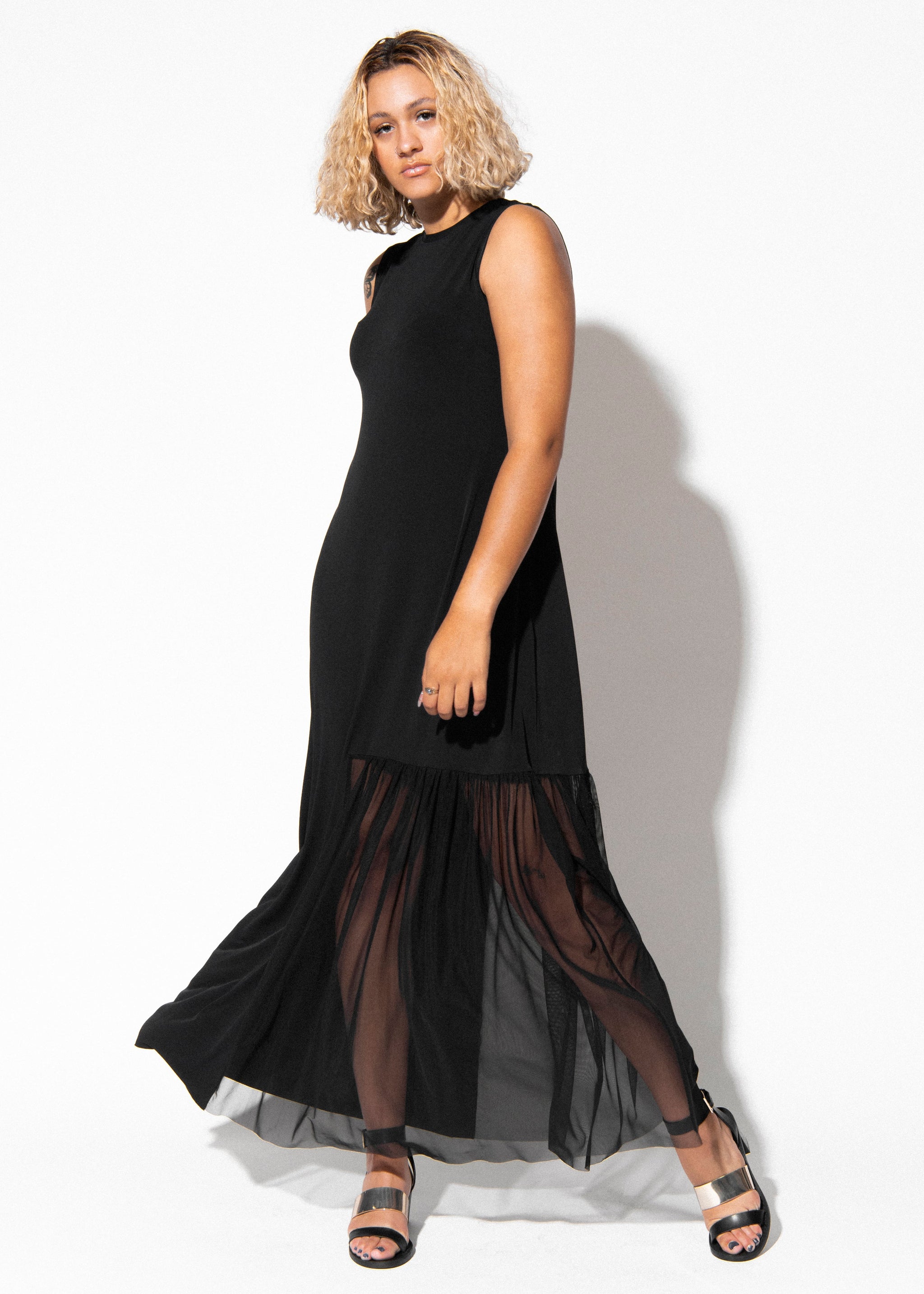 navy blue dress for baby girl Olene Black Asymmetrical Maxi Dress Ready to Ship main image 1