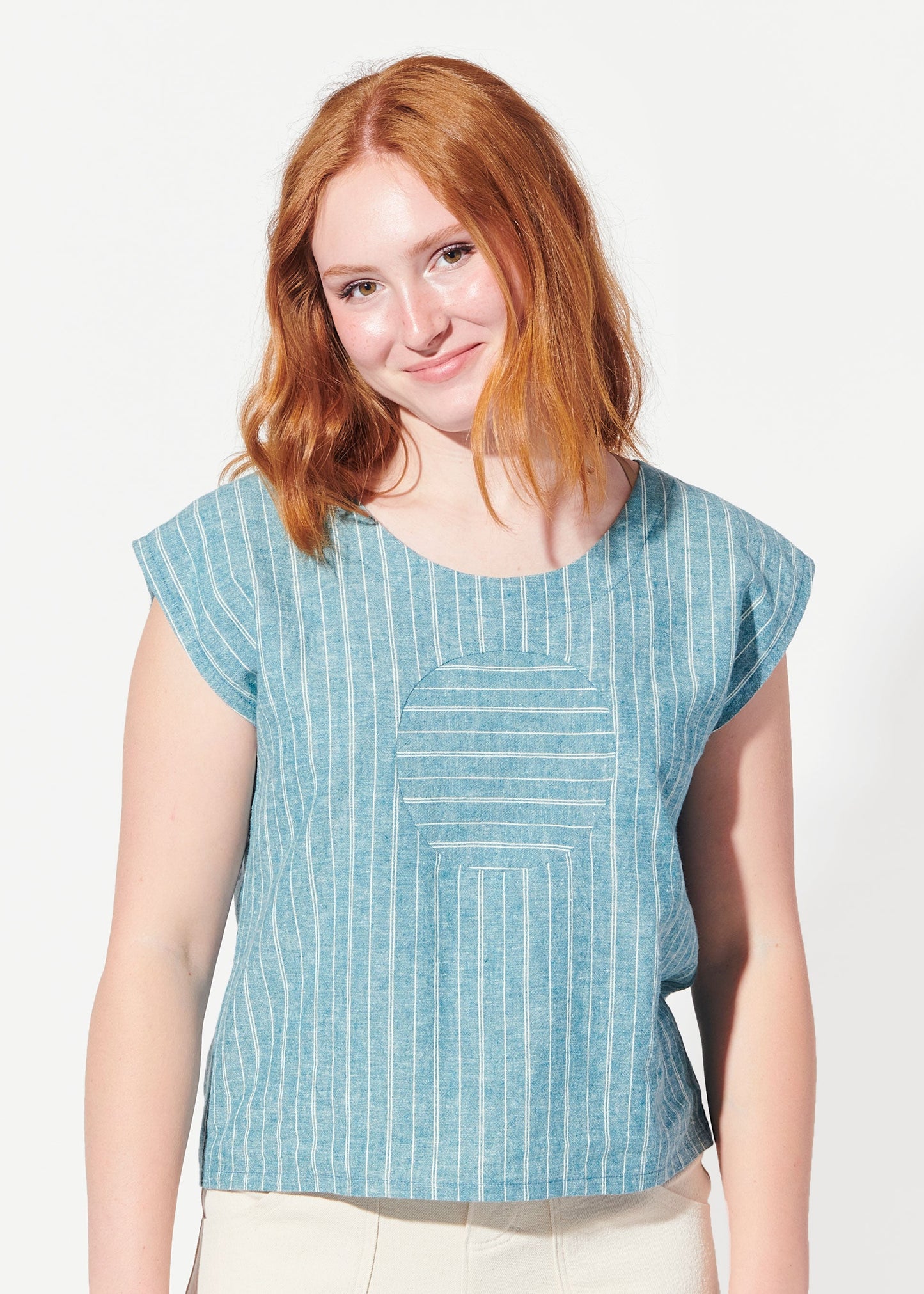 willow cropped circle blouse turquoise view 1