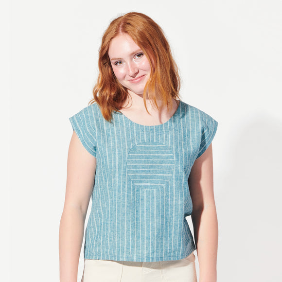 willow cropped circle blouse turquoise view 1