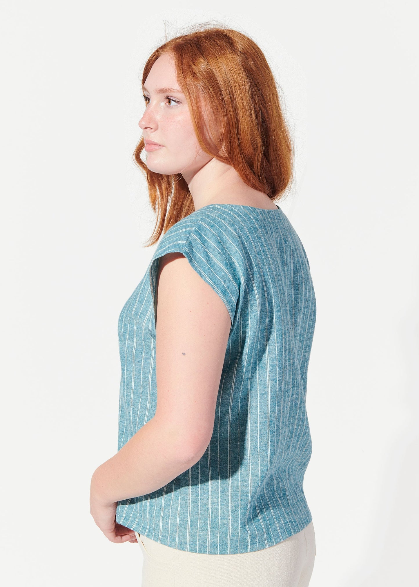 willow cropped circle blouse turquoise view 3