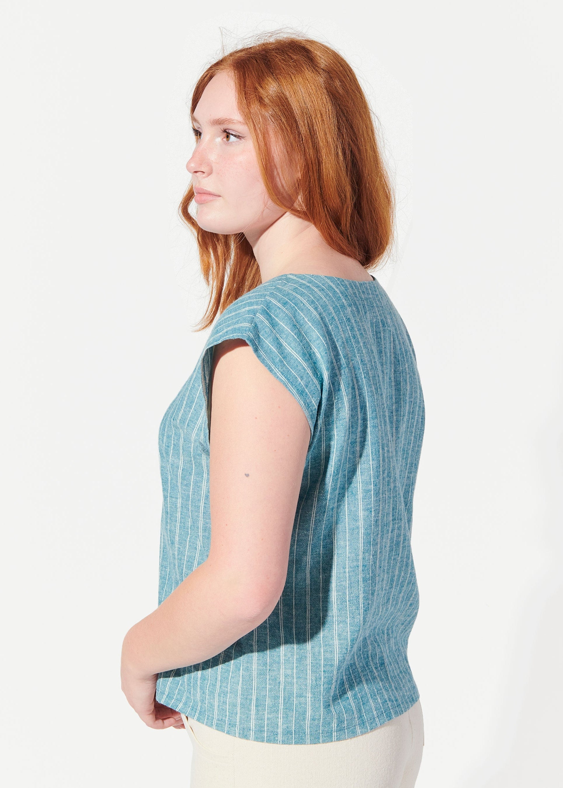 willow cropped circle blouse turquoise view 3