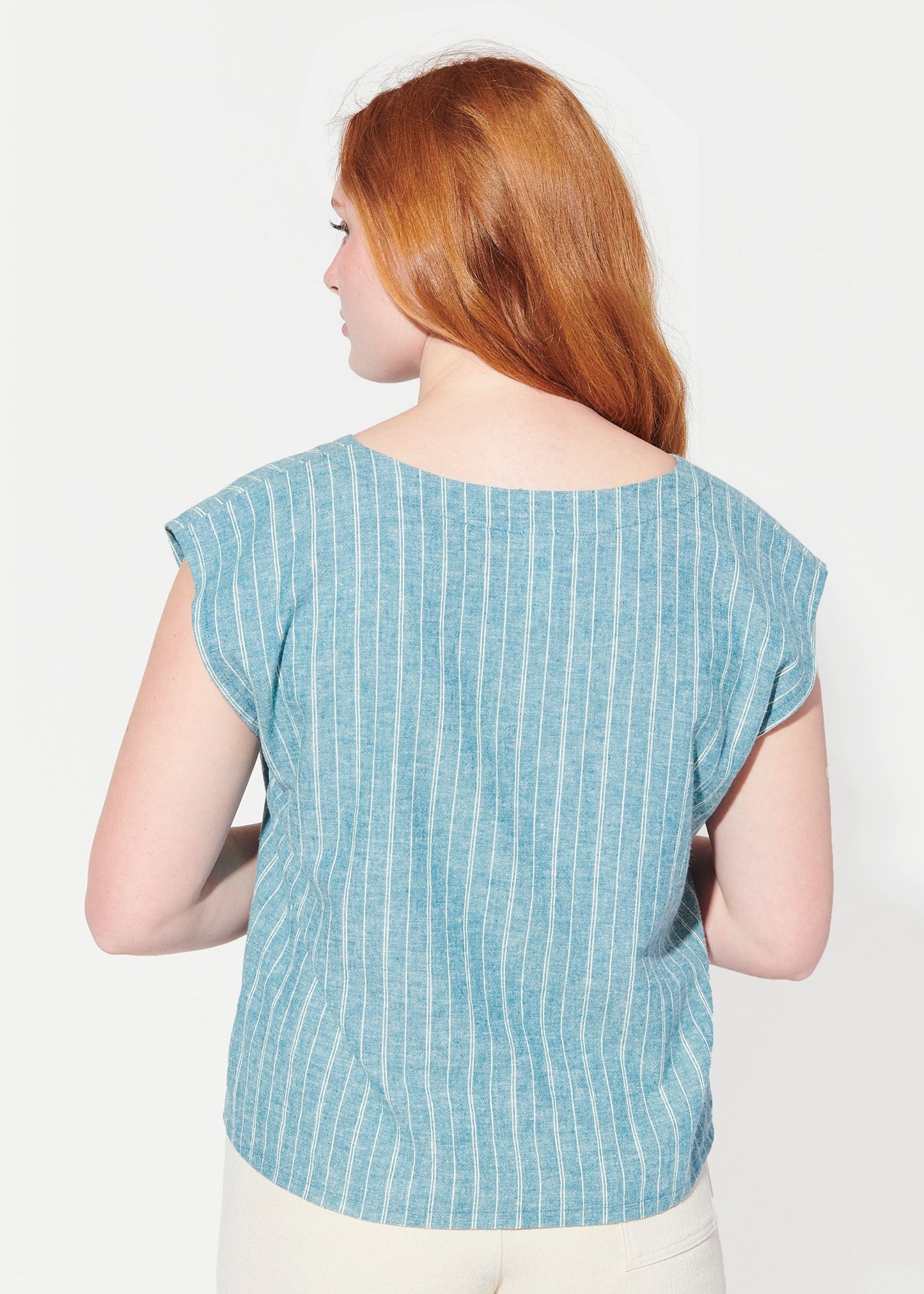 willow cropped circle blouse turquoise view 4